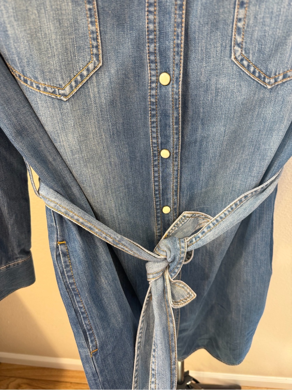 Pendleton Western 100% Cotton Pearl Snap Denim Shirt Dress | Western Cowgirl | S - Picture 5 of 9
